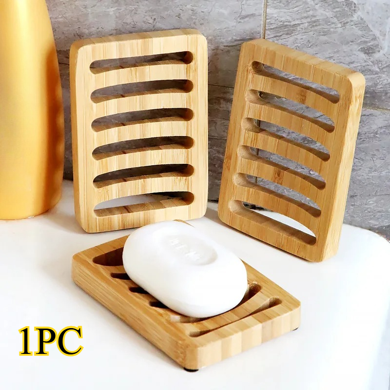 Bamboo Case Tray Wooden Preven - Soap Dish Draining recension och pris